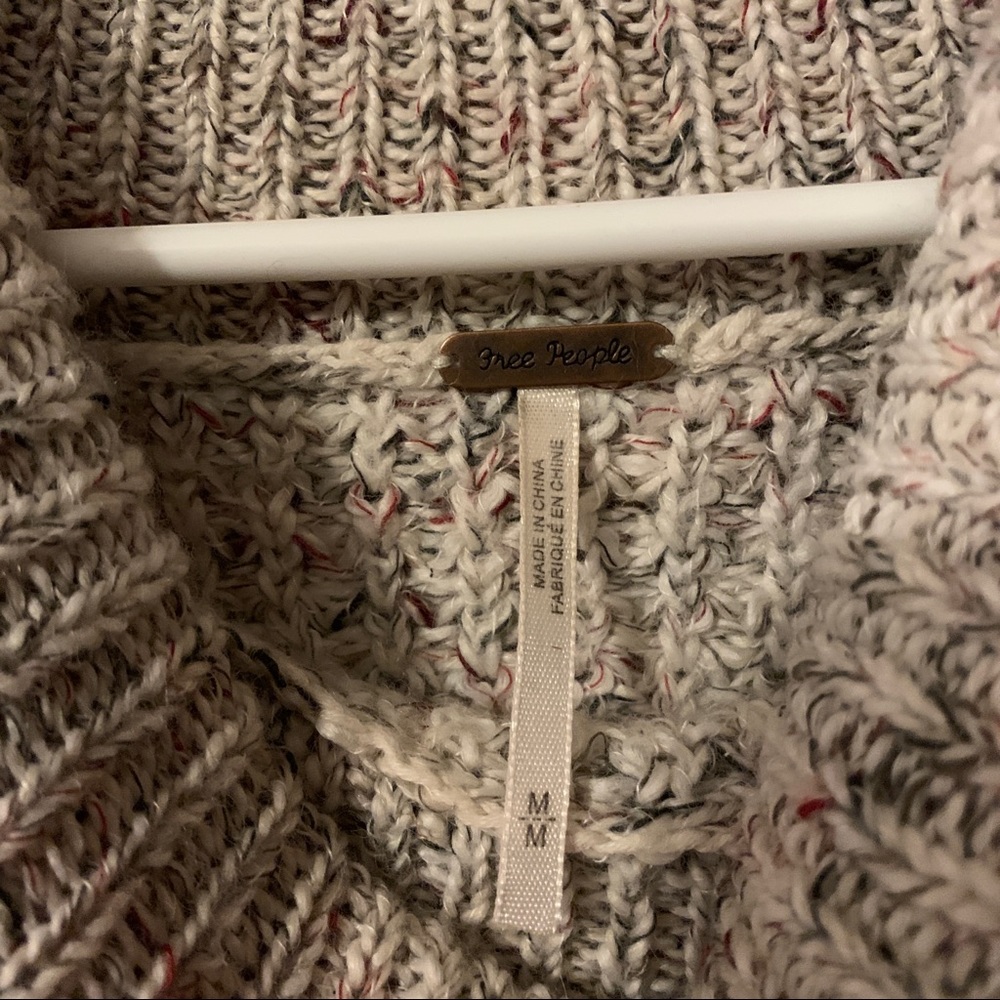 Free People Size Medium M Beige Sweater Wool Knit Marled Long Sleeve Turtleneck - Picture 4 of 6